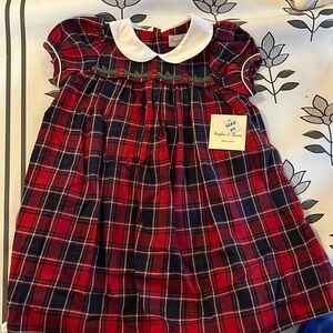 Christmas dress with holly embroidered and darling white collar - NEW WITH TAGS